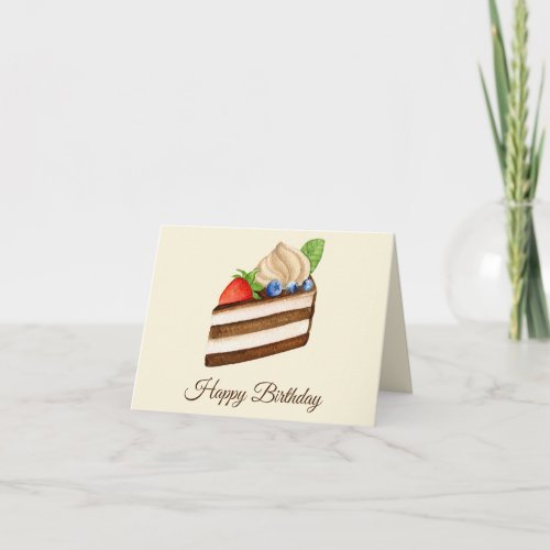 Happy Birthday Slice of Chocolate Berry Cake  Card