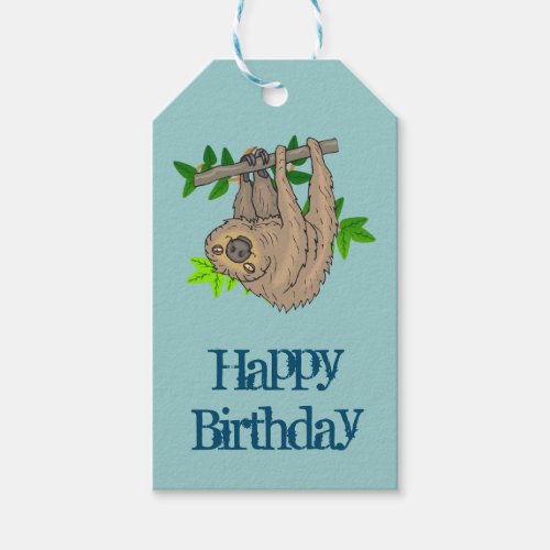 Happy Birthday Sloth Gift Tags