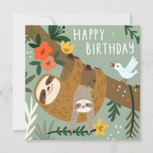 Happy Birthday Sloths Card