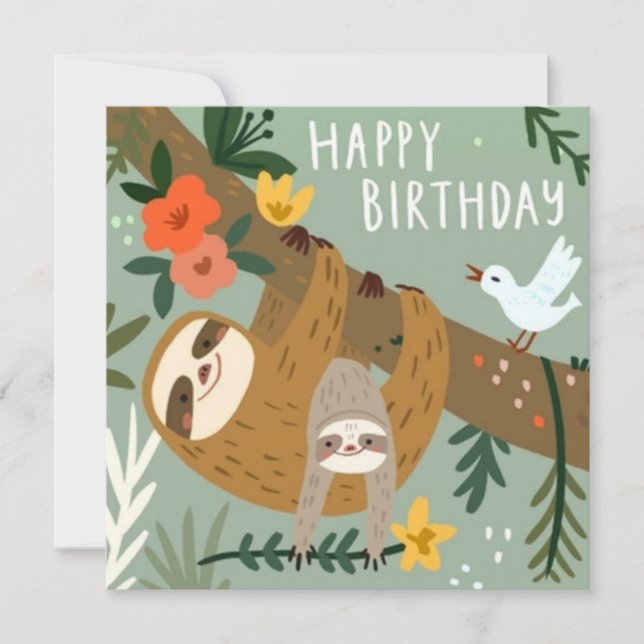 Happy Birthday Sloths Card (Front)