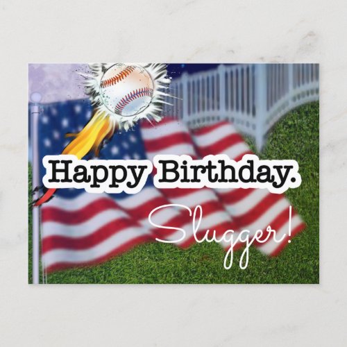 Happy birthday slugger baseball postcard