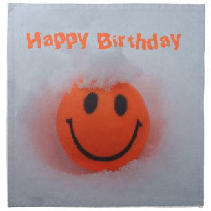 Happy Birthday-Smiley Face in Snow Napkin