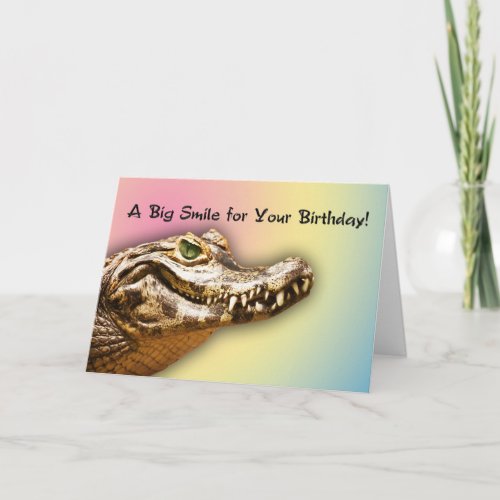 Happy Birthday smiling alligator card