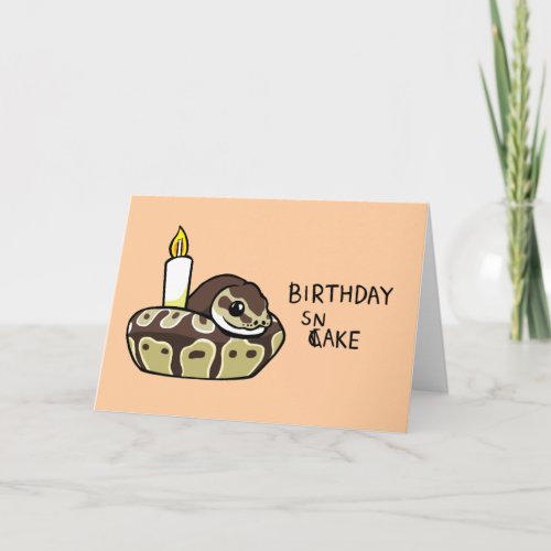 Happy Birthday Snake Cute Ball Python Drawing Card