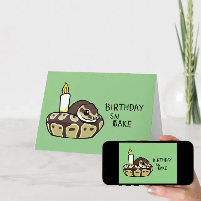 Happy Birthday Snake Cute Ball Python Drawing Card | Zazzle