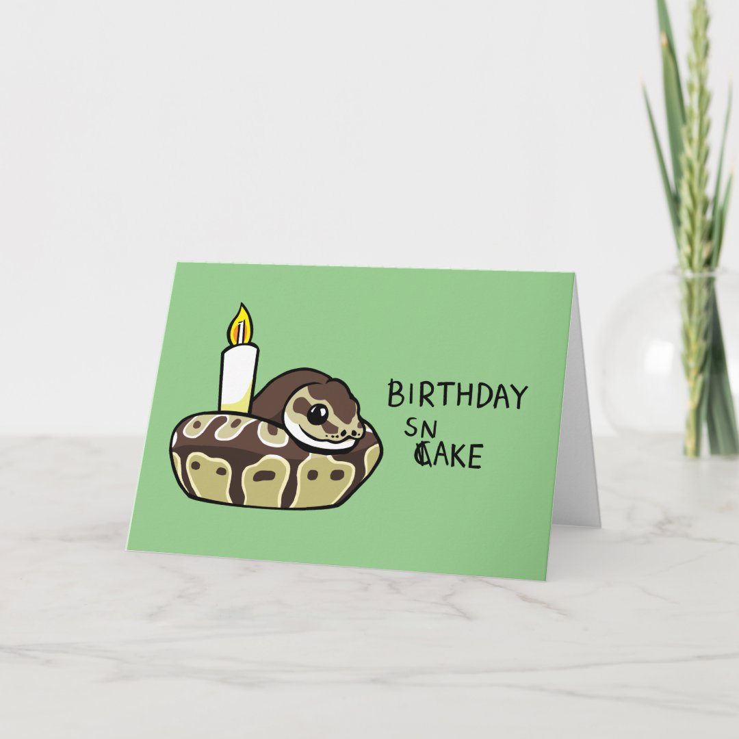 Happy Birthday Snake Cute Ball Python Drawing Card | Zazzle