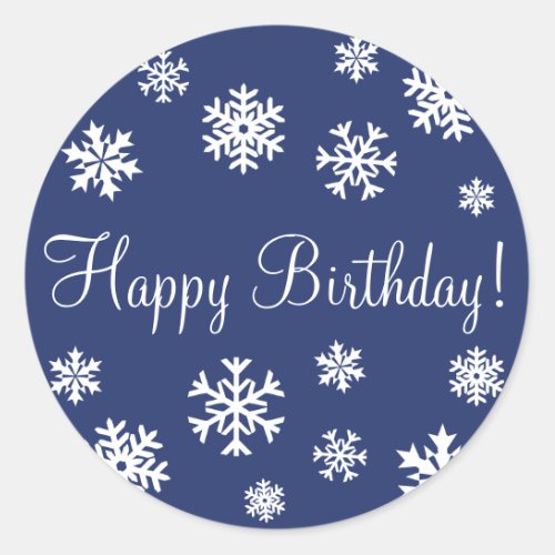 Happy Birthday Snowflakes Envelope Sticker Seal