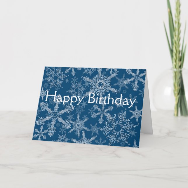 Happy Birthday snowflakes Holiday Card (Front)