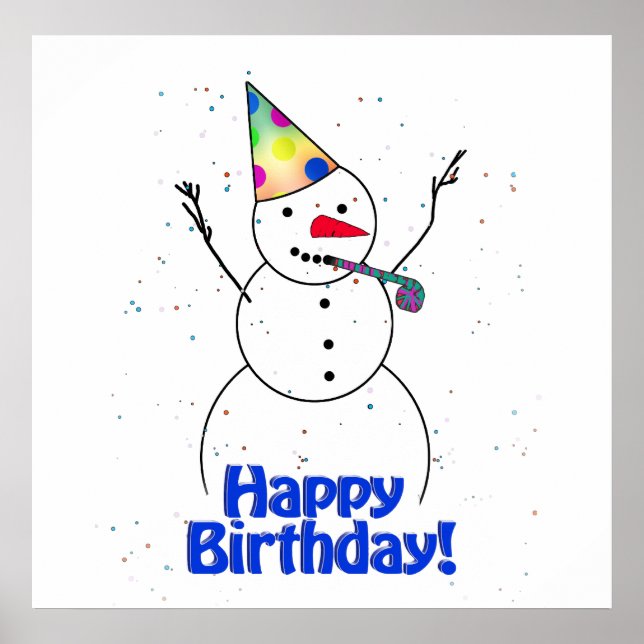 Happy Birthday  Snowman Poster (Front)