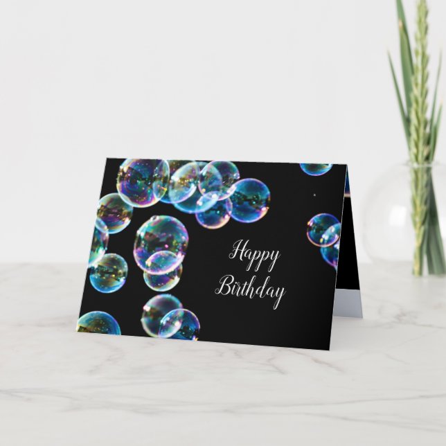 Happy Birthday Soap Bubble Custom Card (Front)