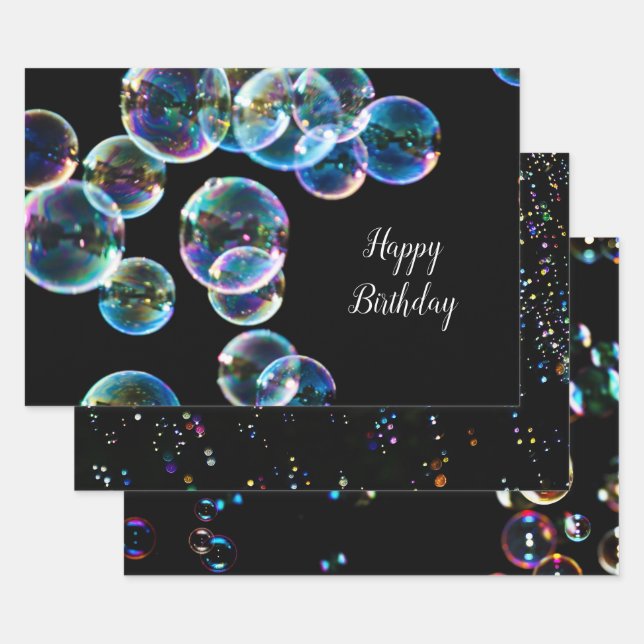 Happy Birthday Soap Bubble Gift  Wrapping Paper Sheets (Set)