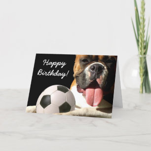 Happy Birthday Soccer Boxer greeting card