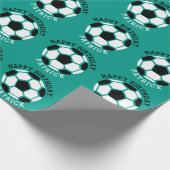 Happy Birthday Soccer Personalized Sports Kids Wrapping Paper (Corner)