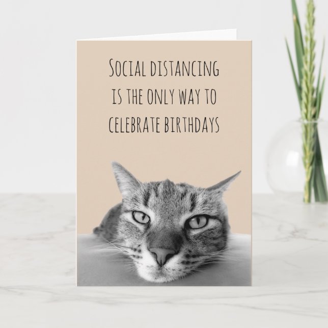 Happy Birthday Social Distancing Grump Cat Card (Front)