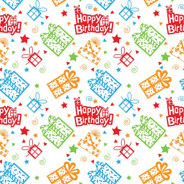 Happy Birthday  Socks (Wrapped gift boxes, swirling confetti curls, tiny stars.)