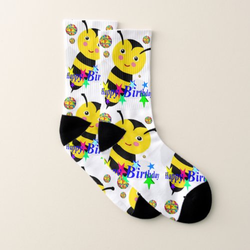 Happy Birthday Socks Mens and Womens Bumblebee