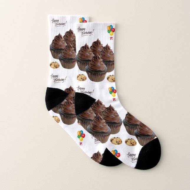 Happy Birthday Socks Men's and Women's Cupcakes