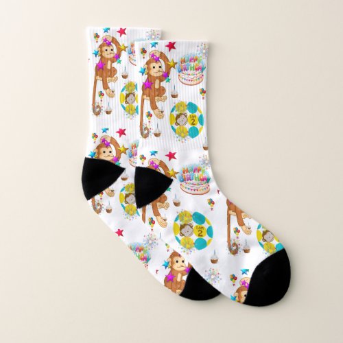 Happy Birthday Socks Mens and Womens Monkey