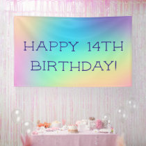 Soft Prismatic Pastel Gradient Happy Birthday Banner