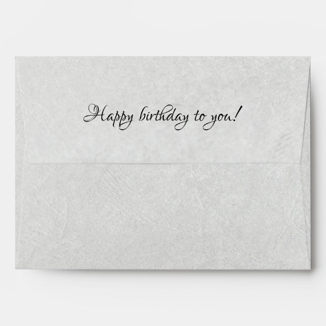 happy birthday soft gray creased texture envelope (Back (Top Flap))