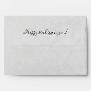 happy birthday soft gray creased texture envelope