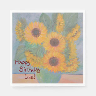 Happy Birthday Soft Sunflower Napkins