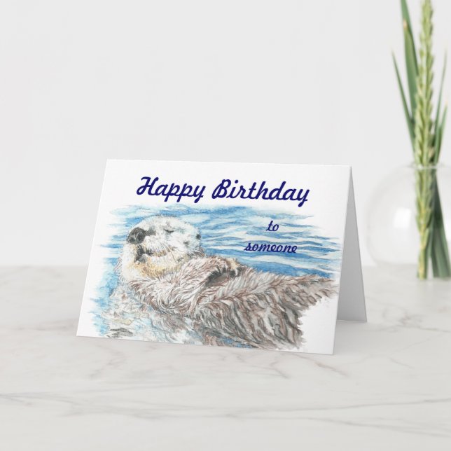 Happy Birthday Someone Otterly Adorable Otter Fun Card (Front)