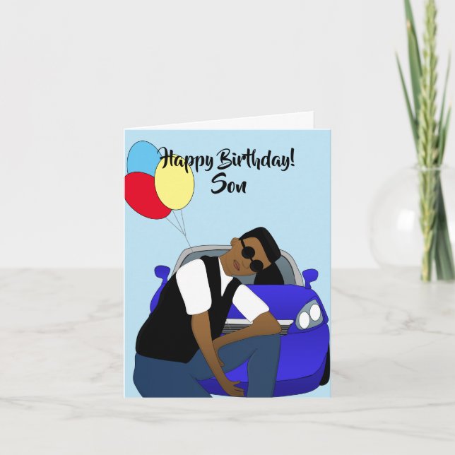 Happy Birthday Son African American Card (Front)