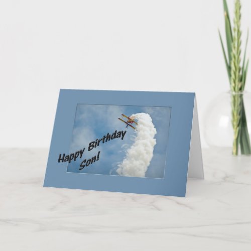 Happy Birthday Son Airplane Flying Upside Down Card