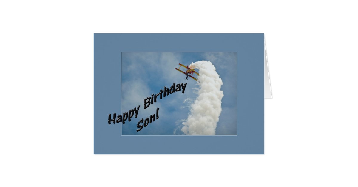 Happy Birthday Son Airplane Flying Upside Down Card ...