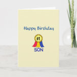 Happy Birthday Son Card<br><div class="desc">Ribbon motif Number 1 Son on this Christian Birthday Card for him!   Includes and Scripture (Numbers 6:24-26 NKJV and text inside.</div>