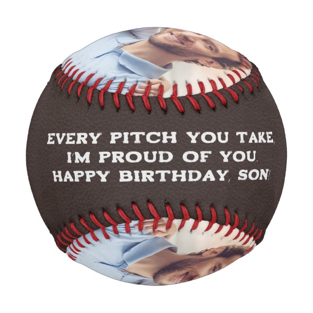 Happy Birthday Son. Custom Photo Baseball (Back)