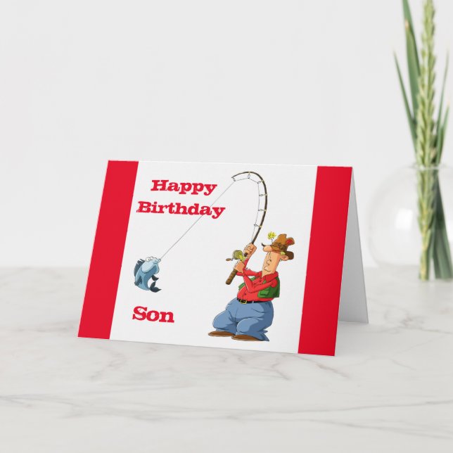 HAPPY BIRTHDAY *SON* FAVORITE FISHERMAN Card (Front)