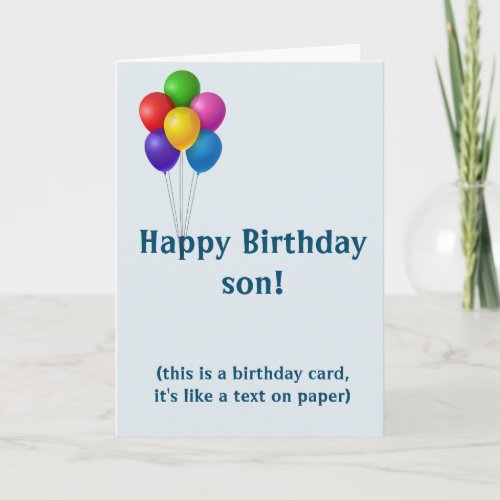 Happy Birthday Son Funny Text Phone Holiday Card