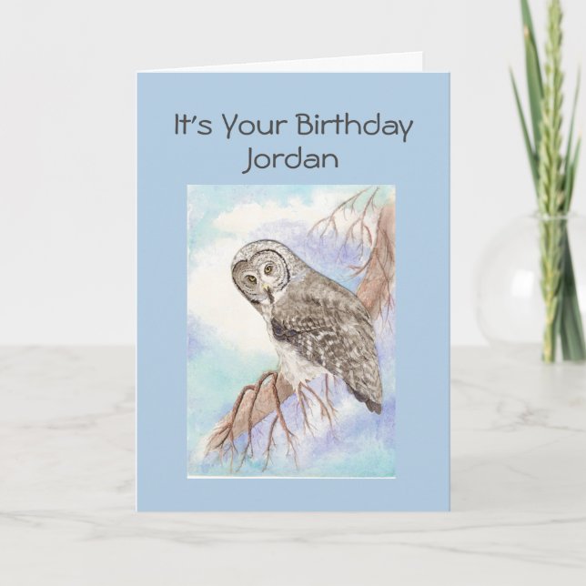 Happy Birthday Son, Great Gray Owl, Bird Card (Front)