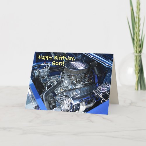 Happy Birthday Son Hot Rod Engine Card