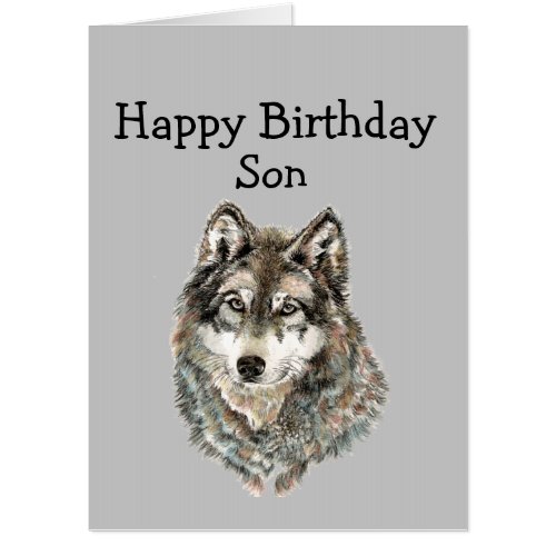 Happy Birthday Son Humor Wolf Wolves Card