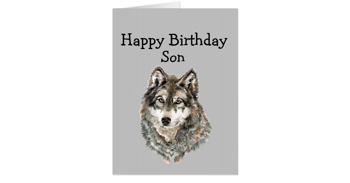 Happy Birthday Son Humor Wolf, Wolves Card
