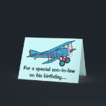 Happy Birthday Son-in-Law Airplane Card<br><div class="desc">This design features a biplane. For matching items type "penguincornerstore airplane" into the Zazzle search bar.</div>