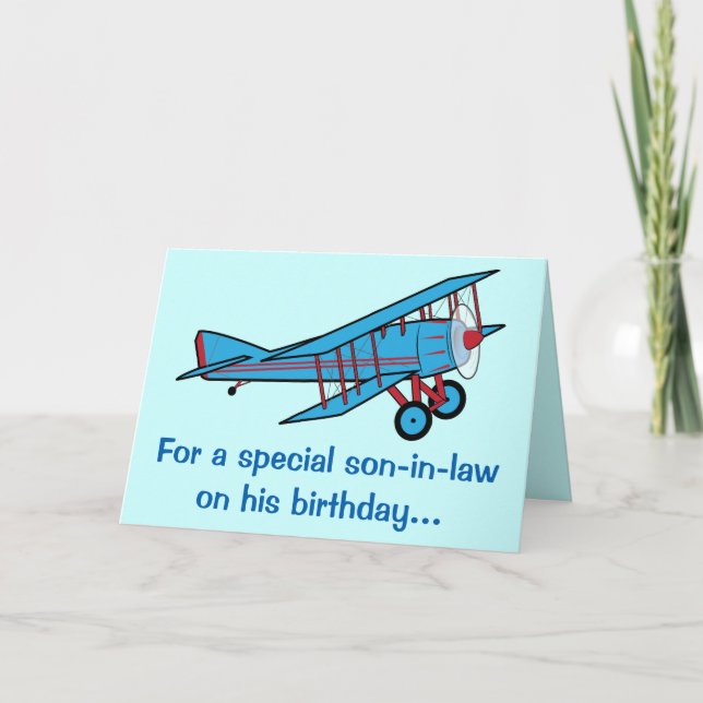 Happy Birthday Son-in-Law Airplane Card (Front)