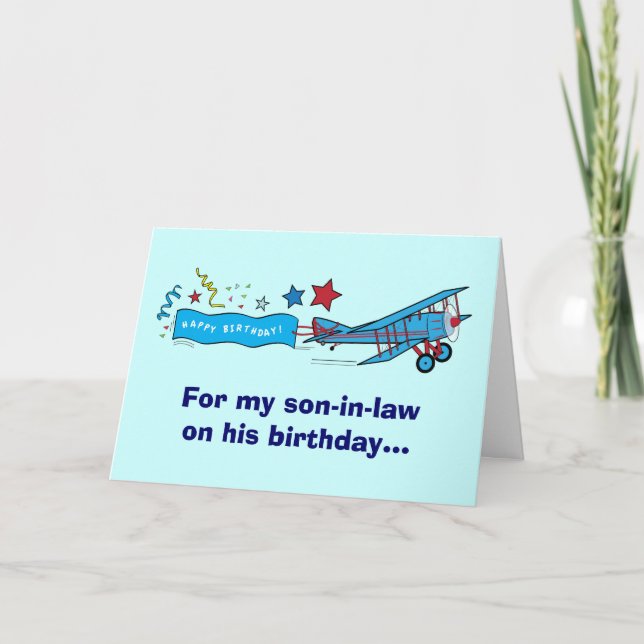 Happy Birthday Son-in-Law Airplane Card (Front)