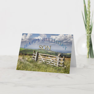 Happy Birthday Son, landscape with a gate Card