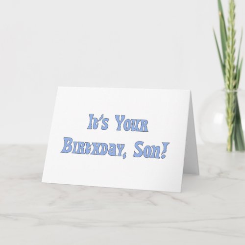 Happy Birthday son light blue letters on white Card