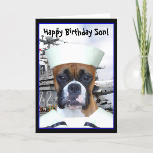 Happy Birthday Son Navy boxer greeting card