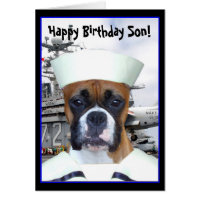 Happy Birthday Son Navy boxer greeting card