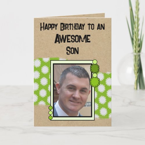 Happy Birthday son photo green Card