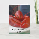HAPPY BIRTHDAY SON (talking Lobster) Card<br><div class="desc">Send this TALKING LOBSTER to your son for his special day and let him know you are thinking of him and really hope he queys HIS DAY.</div>