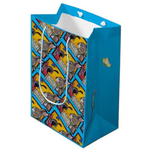 Happy Birthday Southwest Rabbit Quail Colorful Kid Medium Gift Bag