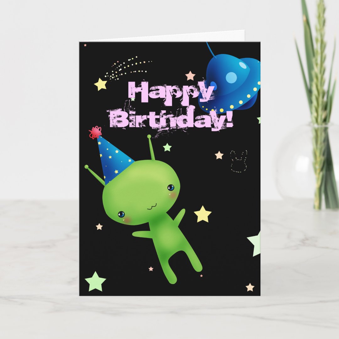 Happy Birthday Space Alien Card | Zazzle