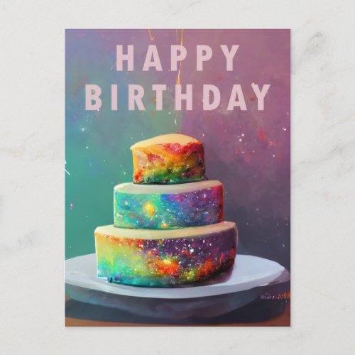 Happy Birthday Space Confetti Cake Card